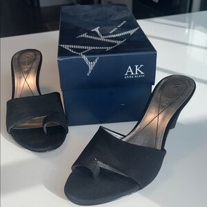 Anne Klein Black Slide Heels size 6.5 Women with Original Box